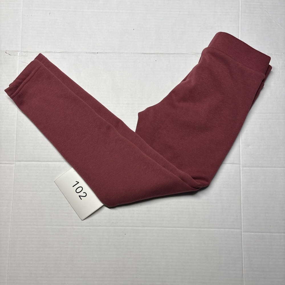 Old Navy Girls Fleece Leggings Size L Large Burgundy High Rise Stretch Pants